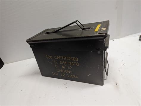 value of metal ammo box 600 cartridges 7.62 mm|Vintage Military US ARMY Metal 7.62 MM M82 Cartons Ammo .